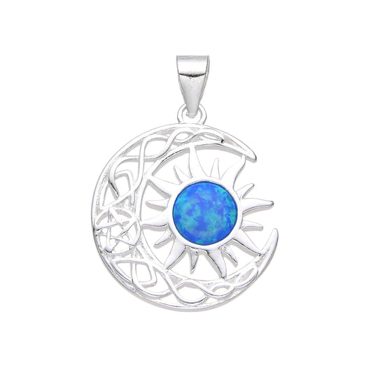 Dije Luna y Piedra Azul 1,8cm Plata 925