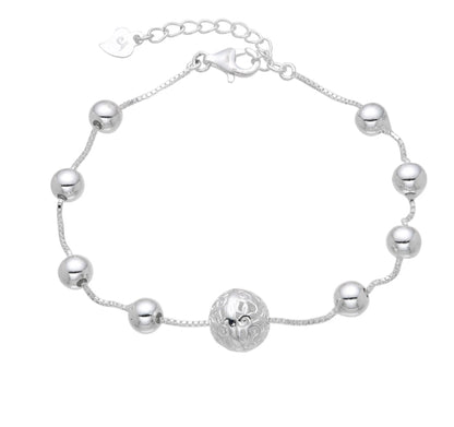 Pulsera Bolas 20cm Ajustable - Plata 925
