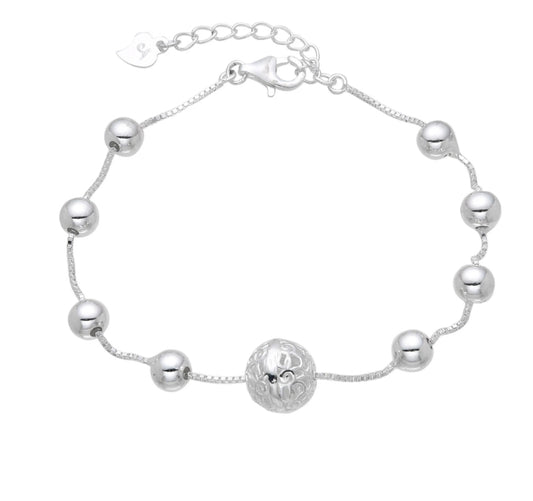 Pulsera Bolas 20cm Ajustable - Plata 925