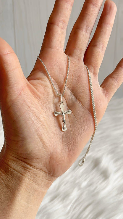 Cadena Cordón San Francisco 45cm con Cristo 2,4cm- Plata 925