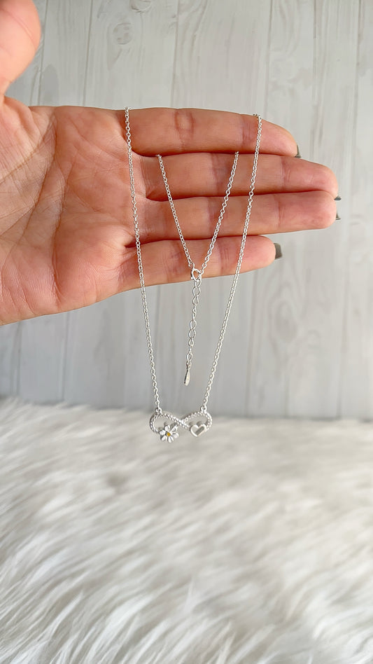 Gargantilla Infinito y Margarita 45cm Ajustable - Plata 925