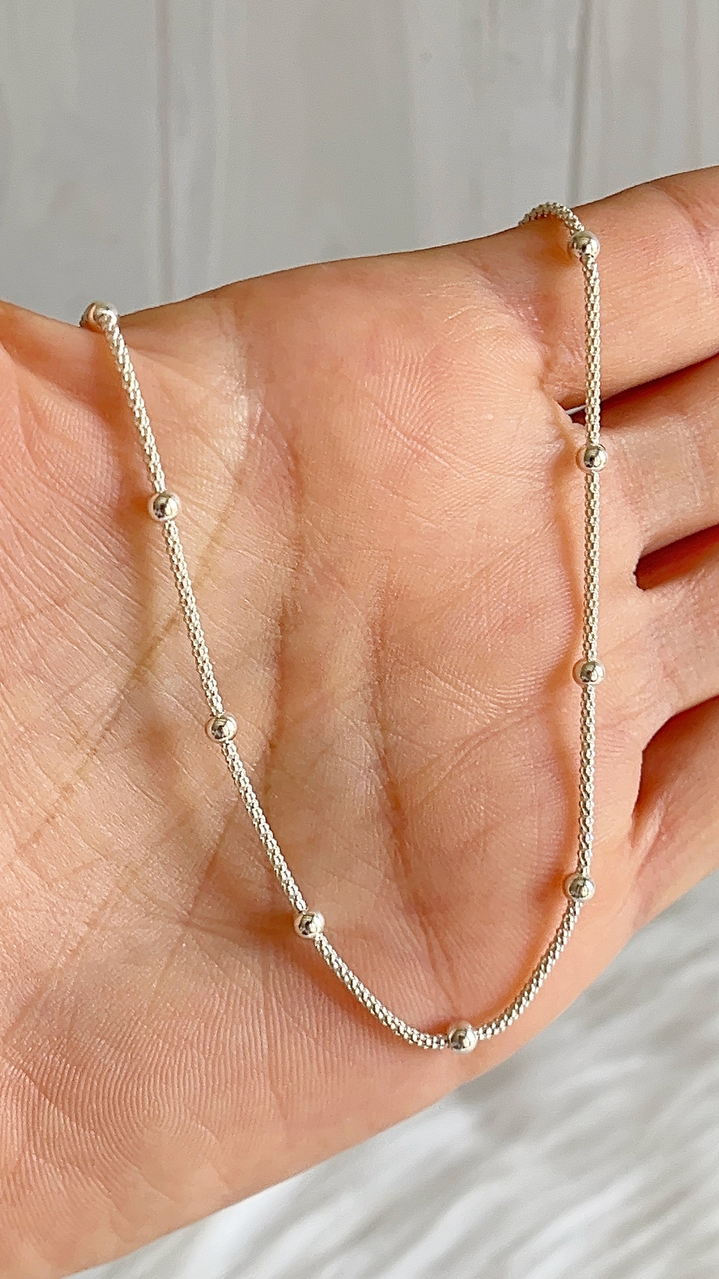 Cadena 50cm y 60cm Coreano Bolas Lisas 3mm -  Plata 925