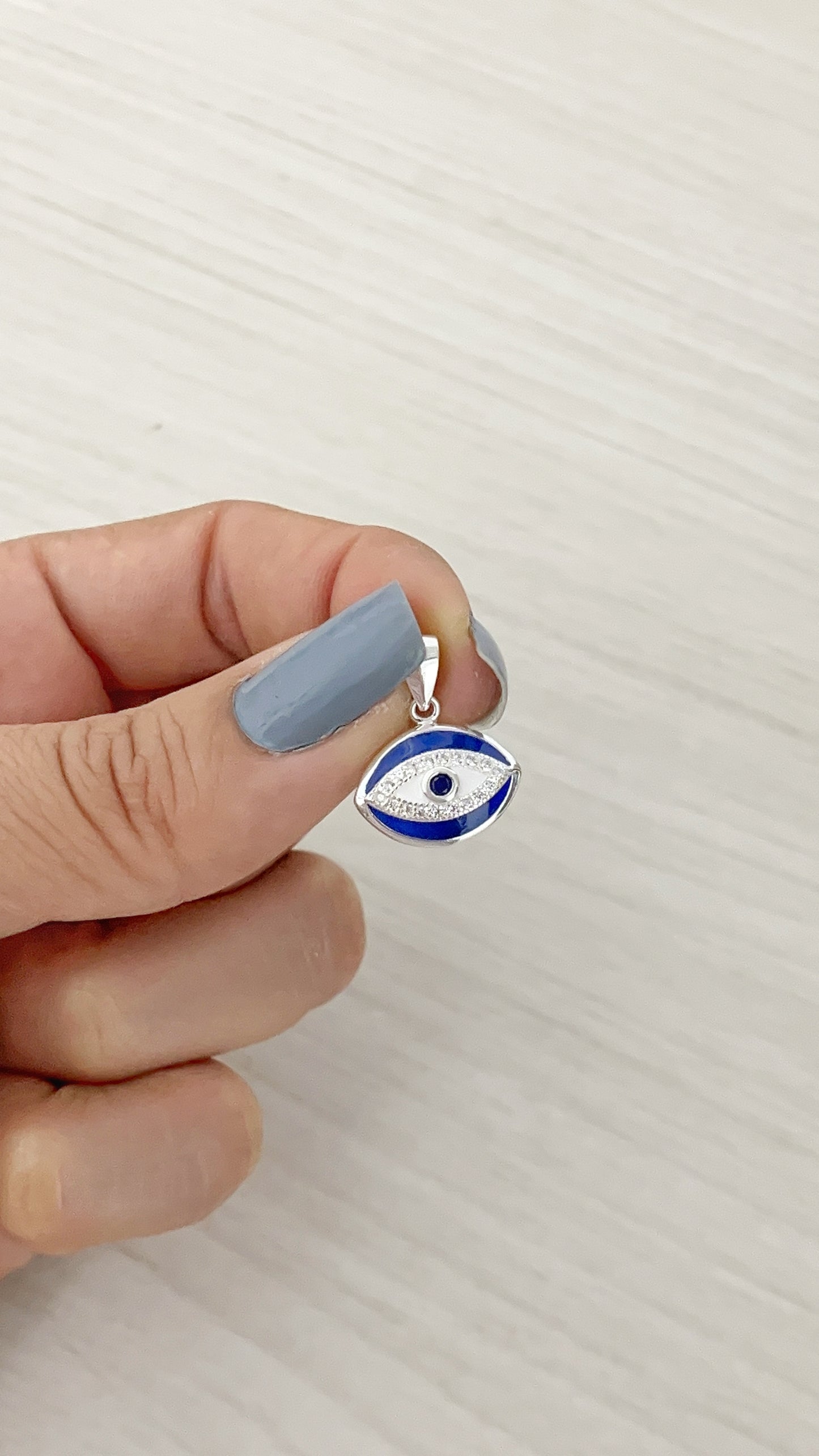 Dije Ojo Turco Ovalado 1,2cm - Plata 925