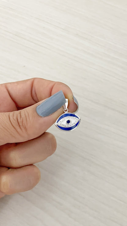Dije Ojo Turco Ovalado 1,2cm - Plata 925