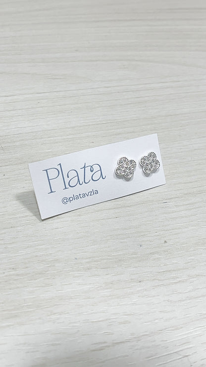 Zarcillos Flores 9mm - Plata 925