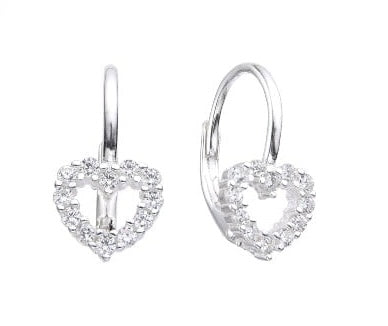 Argollas Sirueta de Corazón Brillante con Sierre Español Plata 925