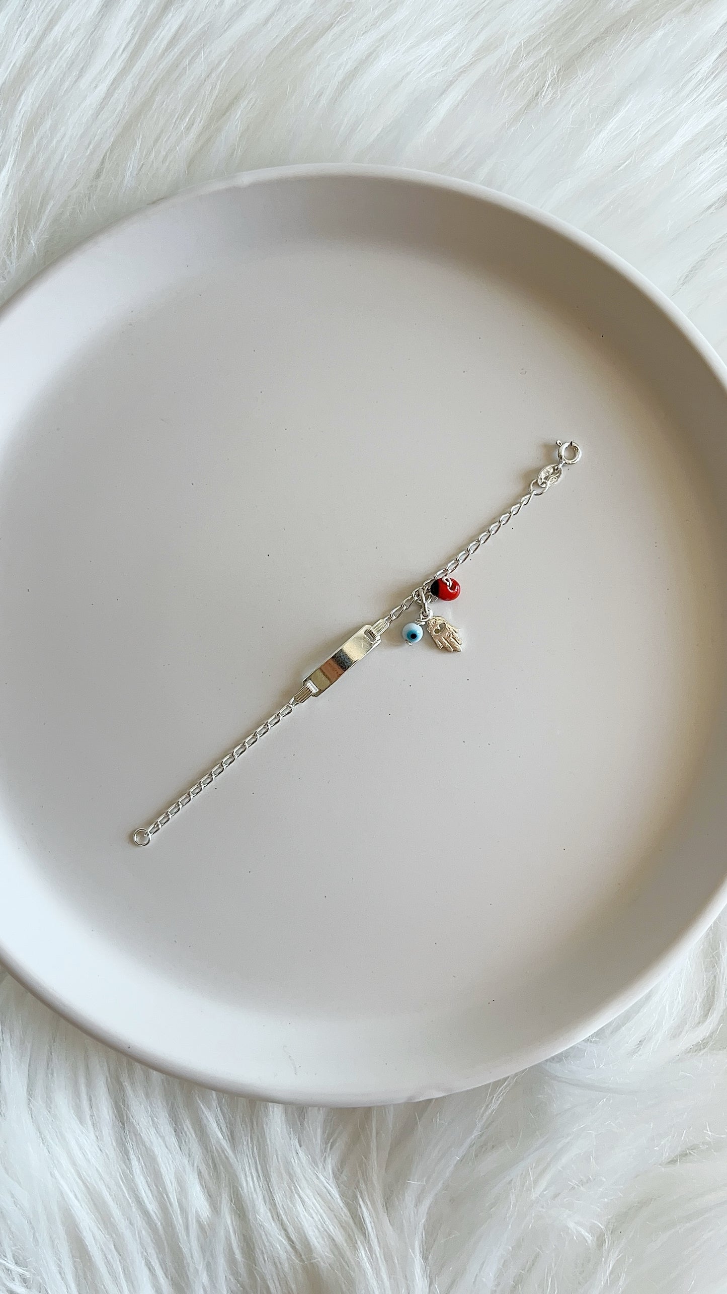 Esclava Mano, Ojo y Pionia 12,8cm - Plata 925