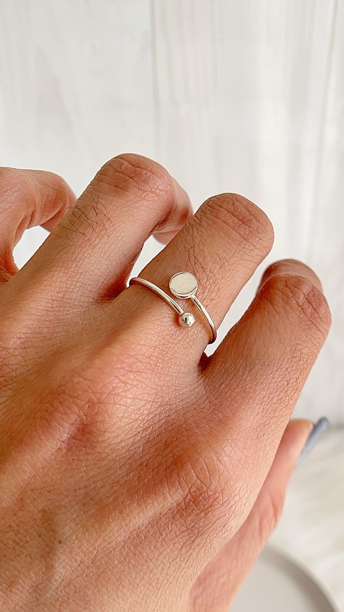 Anillos Circulo y Bola  Ajustables - Plata 925