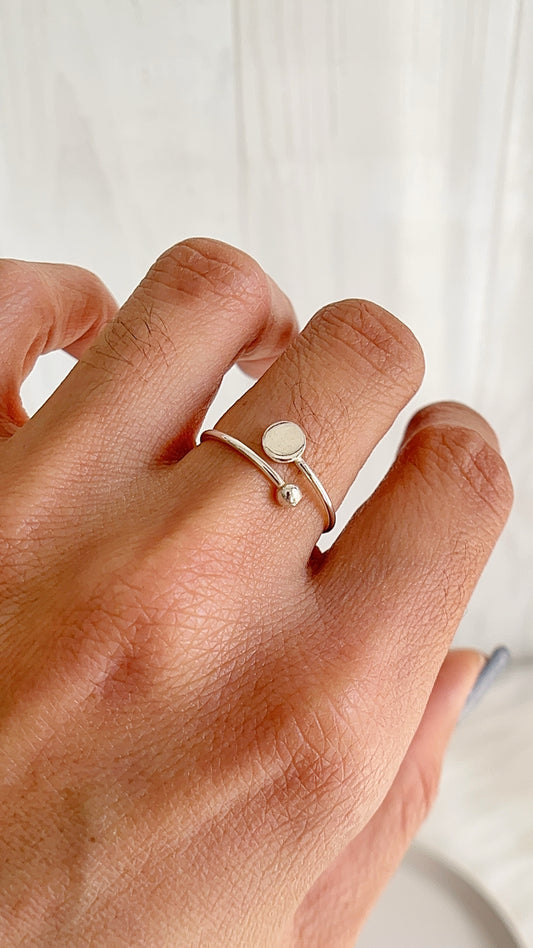 Anillos Circulo y Bola  Ajustables - Plata 925