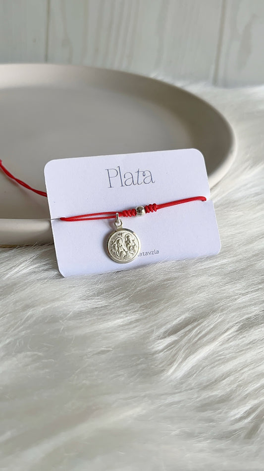 Pulseras Hilo Ajustables con Santísima Trinidad 1,2cm Plata 925