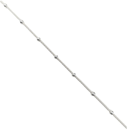 Pulsera Tejido Coreano Bolita Lisa 3mm 19cm - Plata 925
