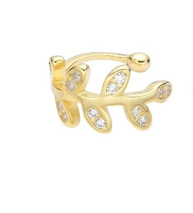 Ear cuff de hojas Plata 925 con Baño de oro