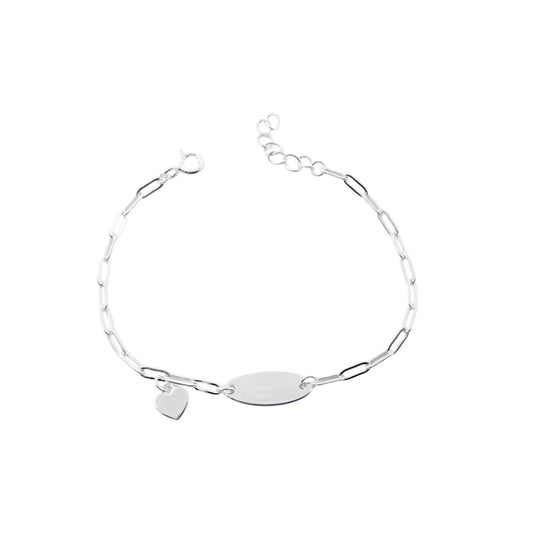 Esclava Dije Corazón Liso 15,8cm Ajustable - Plata 925