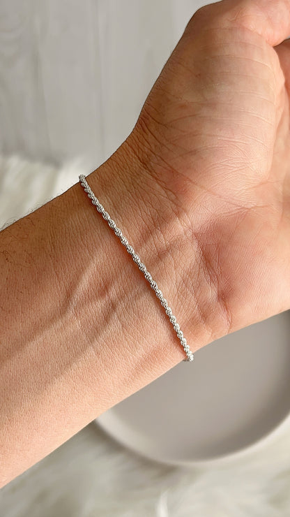 Pulsera Tejido Cordón 2mm 19cm - Plata 925