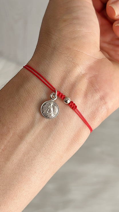 Pulseras Hilo Ajustables con Virgen del Valle 1cm Plata 925