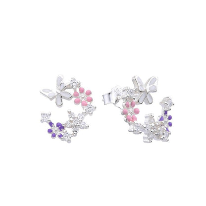 Zarcillos Mariposas y Flores - Plata 925