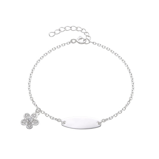Esclava Dije Flor 16cm Ajustable - Plata 925