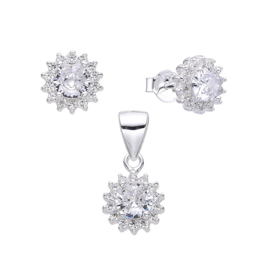 Zarcillos Juegos Zarcillos y Dije Cristal Redondo Plata 925