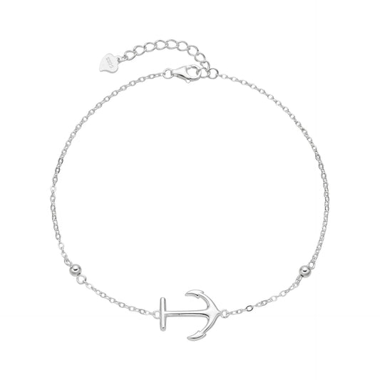 Tobillera Ancla y Puntos de Luz Ajustable - Plata 925
