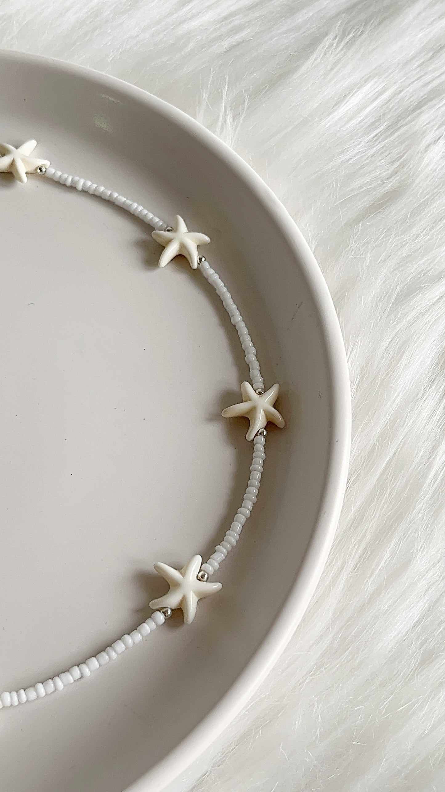 Gargantilla 42cm Mostacilla, Estrella, Perlas Cultivadas Balin de Plata 925