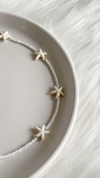 Gargantilla 42cm Mostacilla, Estrella, Perlas Cultivadas Balin de Plata 925