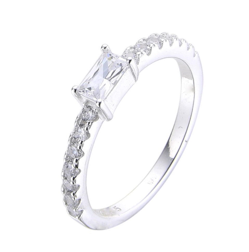 Anillos Cristal Rectangular Plata 925