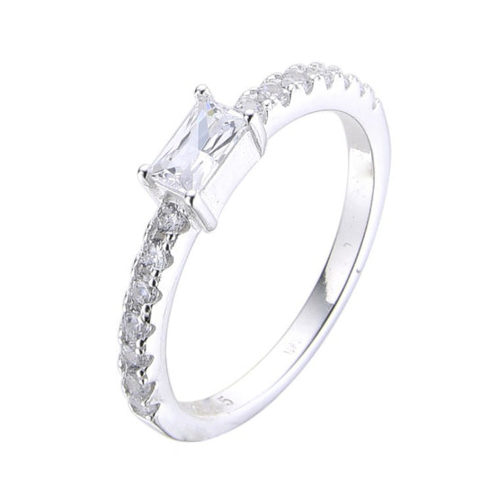 Anillos Cristal Rectangular Plata 925