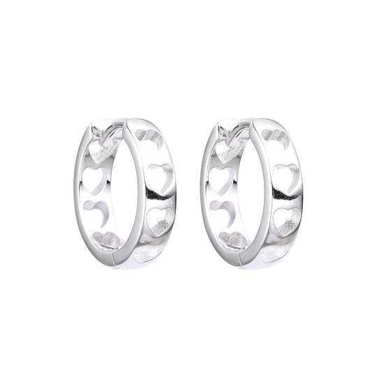 Argollas Perforación de Corazones 1,4cm - Plata 925