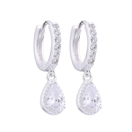 Argollas Dijes Lágrimas Cristal 1,2cm Plata 925