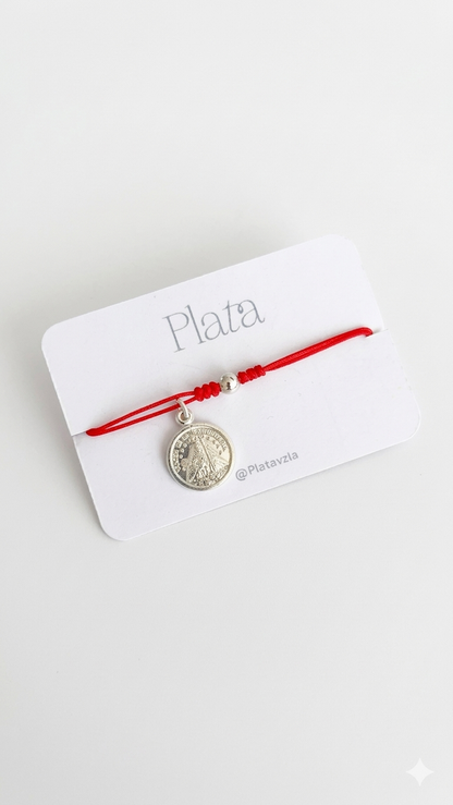 Pulseras Ajustables con Medallas Religiosas Plata 925