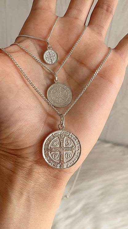 Cadena 40cm, 50cm y 60cm con San Benito - Plata 925