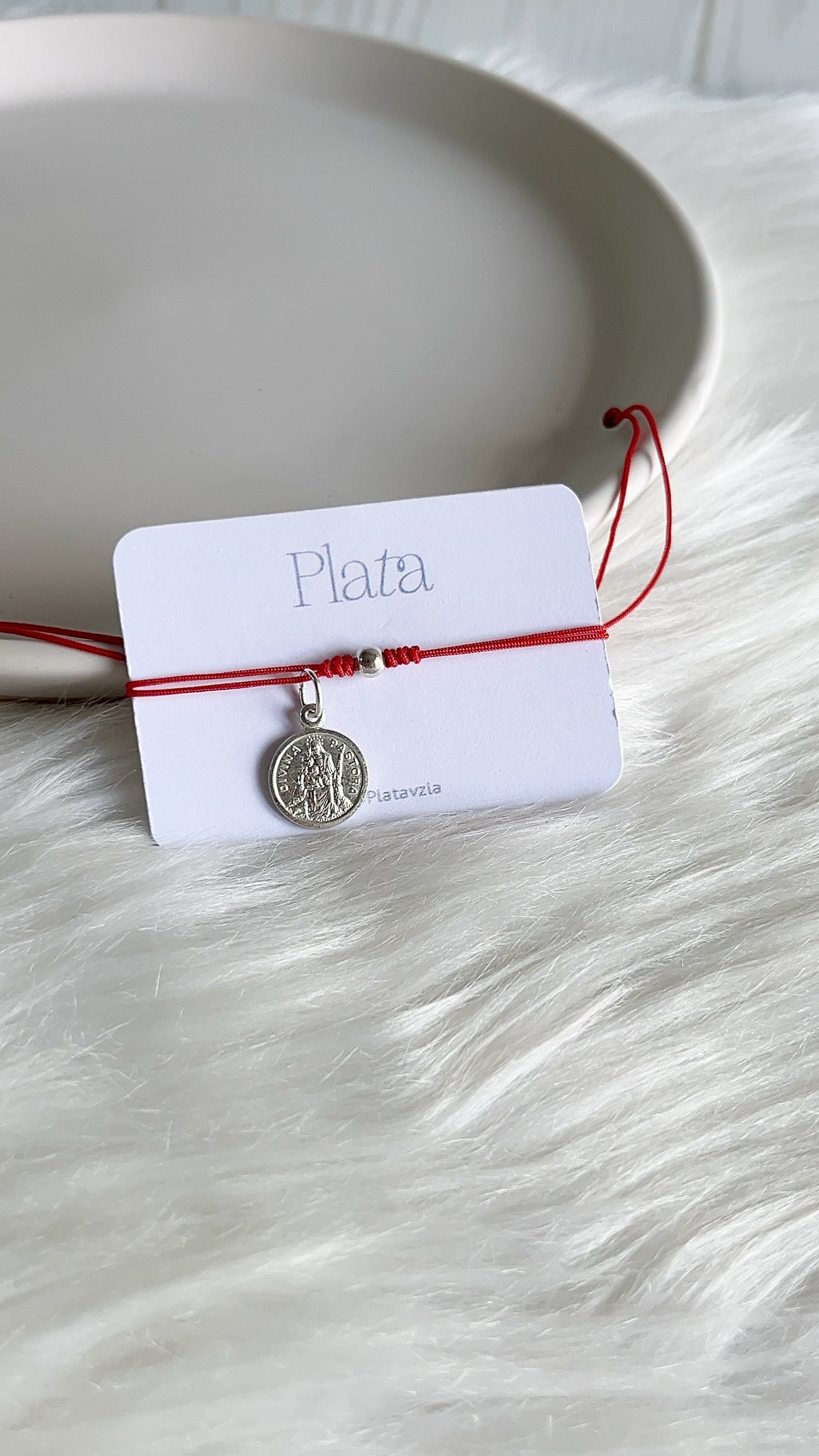 Pulseras Hilo Ajustables con Divina pastora 1,2cm Plata 925