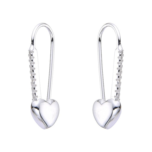 Argollas Alfileres Corazón 2,4cm Plata 925