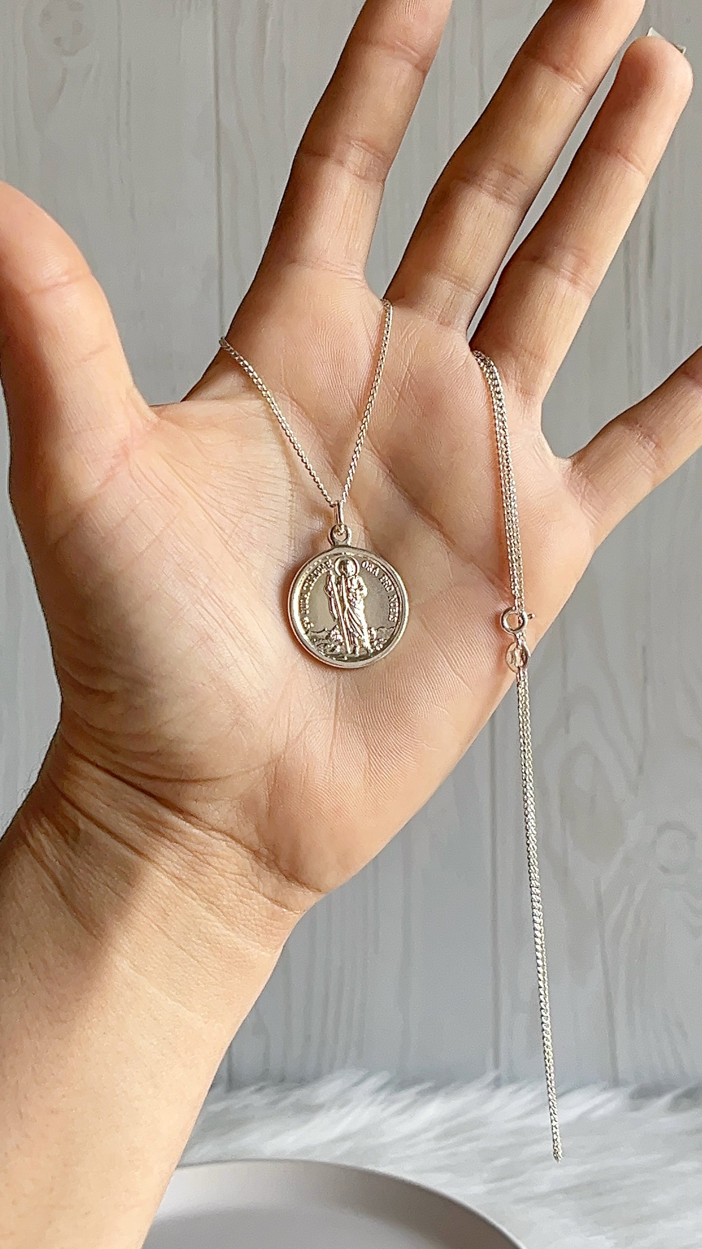 Cadena 50cm con San Judas Tadeo 2cm-  Plata 925
