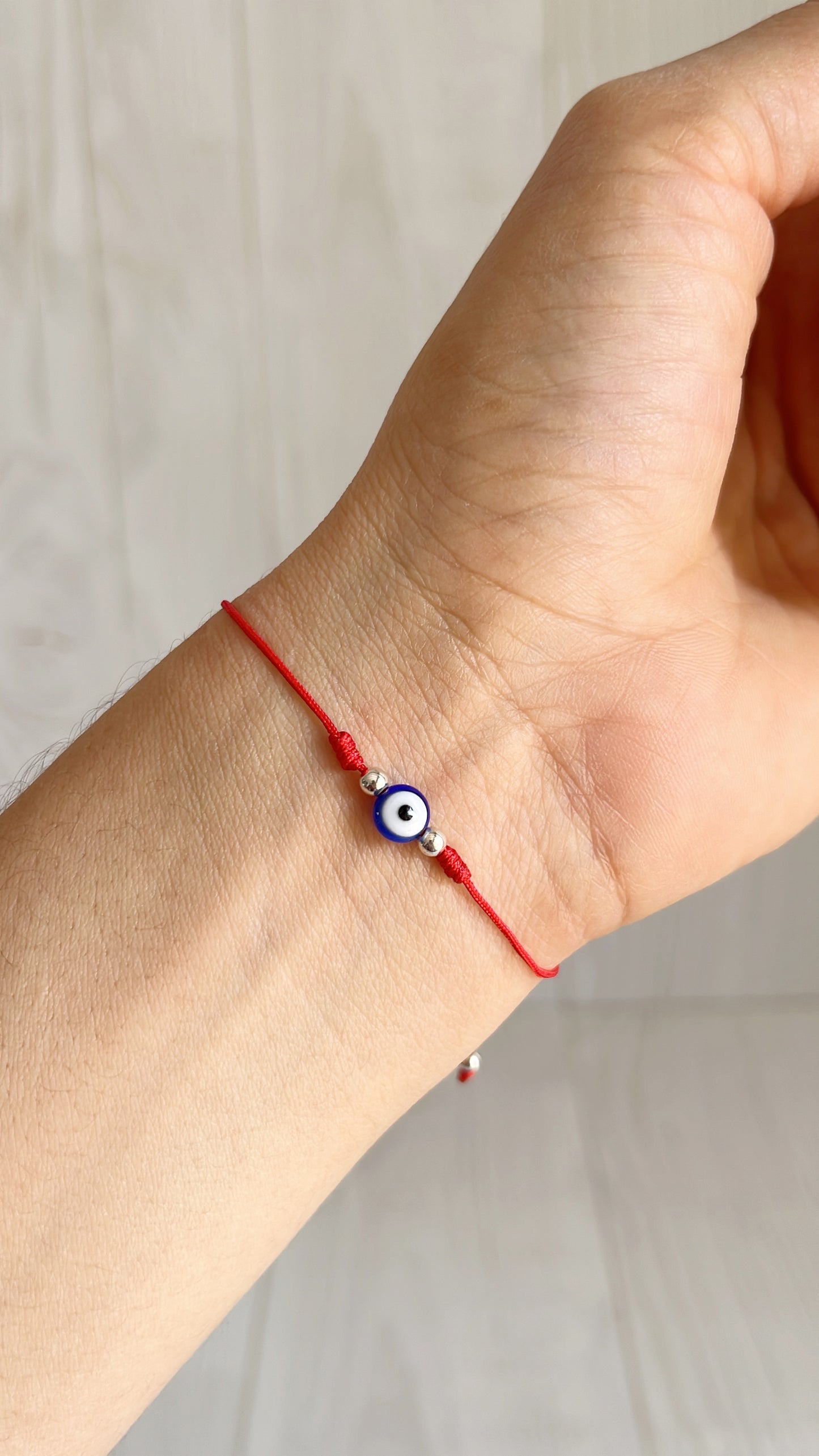 Pulsera Ojo Hilo Rojo ajustable Plata 925