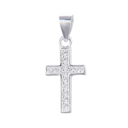 Dije Cruz Cristales 1,4cm Plata 925