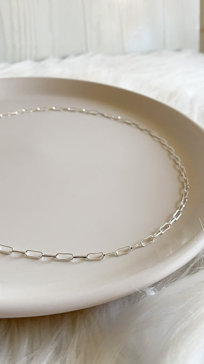 Gargantilla Tejido Paper Clip 40cm  - Plata 925