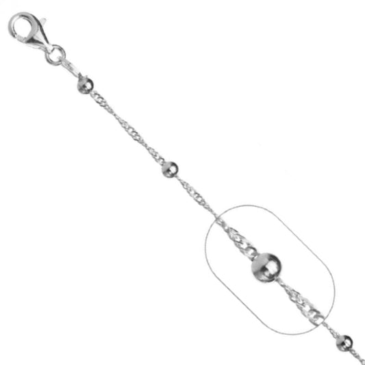 Cadena Tejido con Bolitas 60cm Plata 925