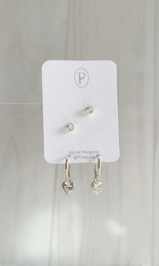 Set Zarcillos + Argollas 1.2cm - Plata 925