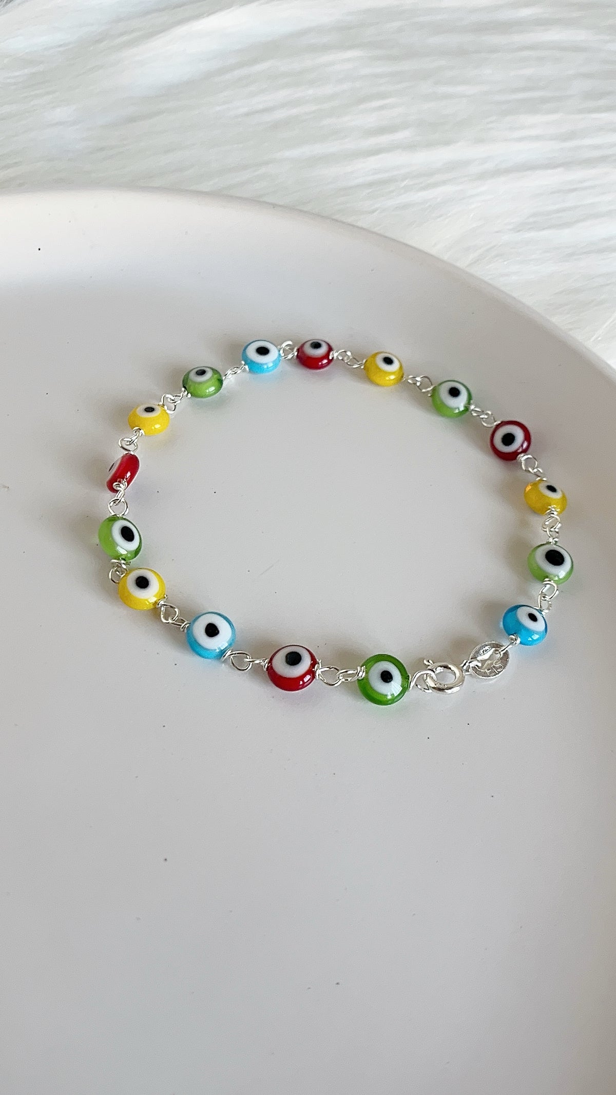 Pulsera Ojos 6mm - 19cm - Plata 925