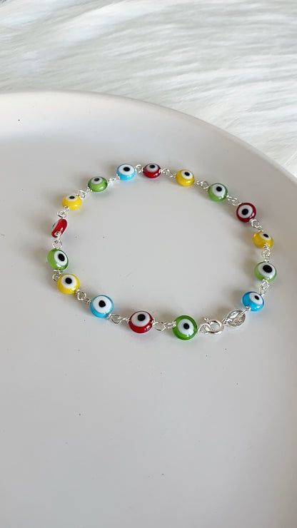 Pulsera Ojos 6mm - 19cm - Plata 925