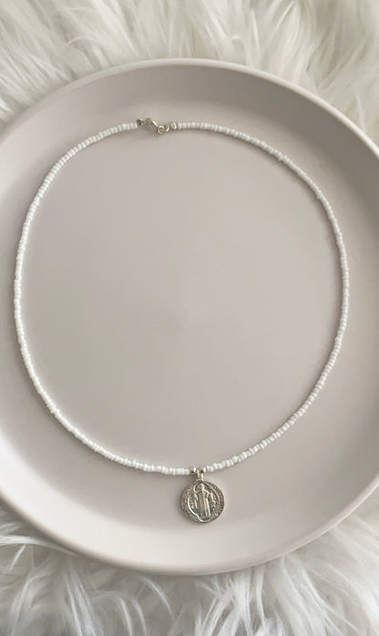 Gargantilla Mostacilla 41cm + San Benito 1,7cm - Plata 925