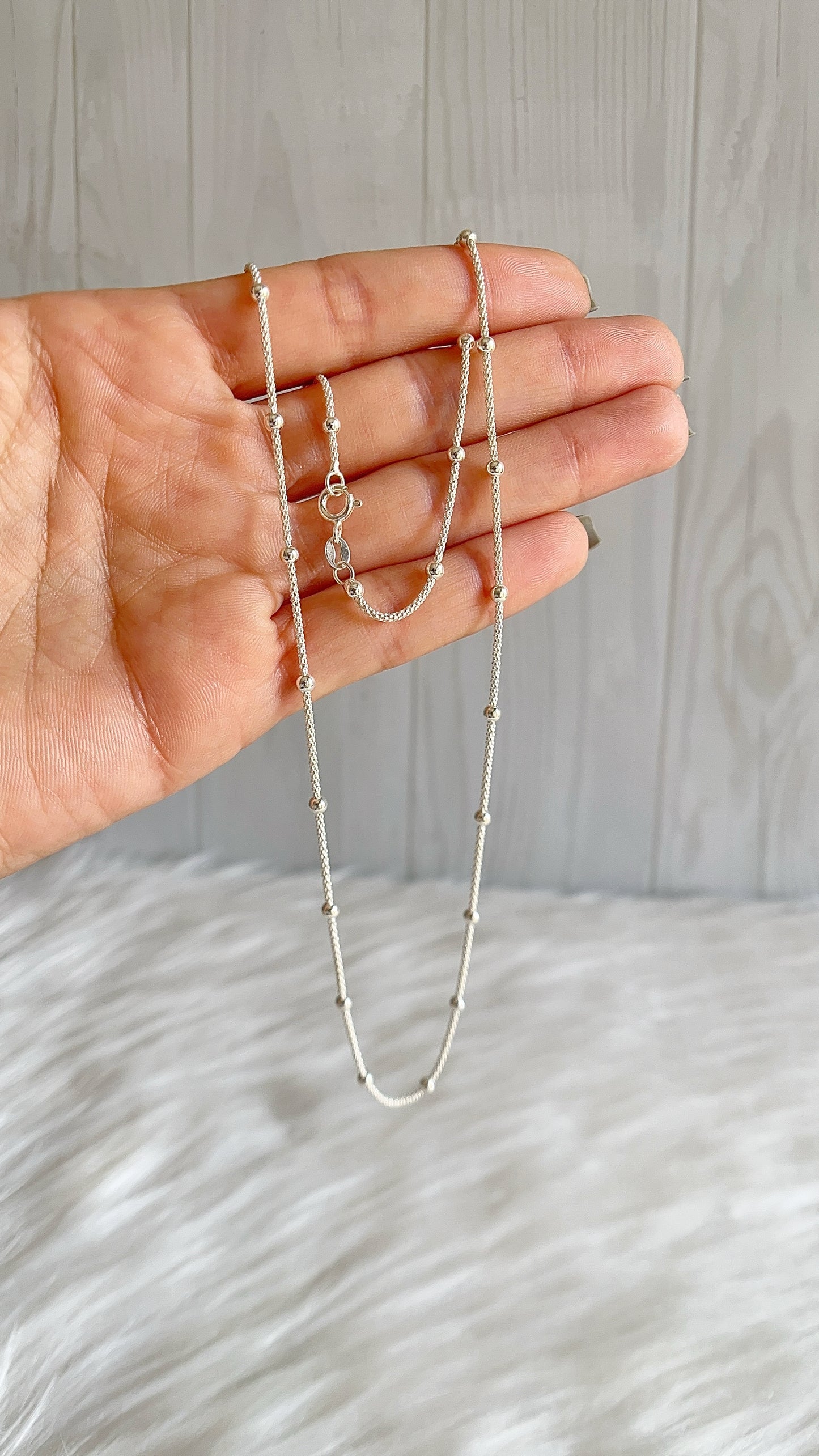Cadena 50cm y 60cm Coreano Bolas Lisas 3mm -  Plata 925