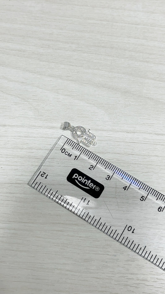 Dije Mano de Fátima con Estrella de David 1,5cm - Plata 925