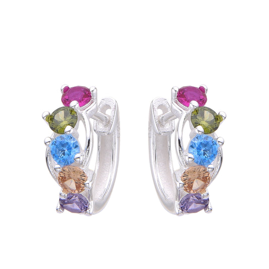 Argollas Piedras Colores 1,4cm Plata 925