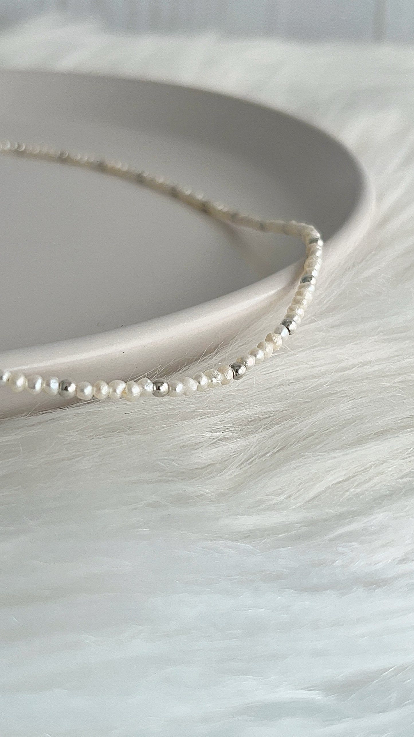 Gargantilla Perlas Cultivada y Balines 2.5mm - 42cm - Plata 925