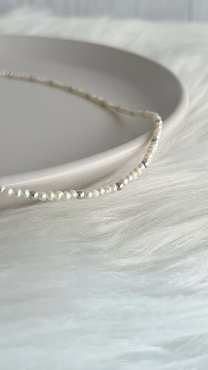 Gargantilla Perlas Cultivada y Balines 2.5mm - 42cm - Plata 925