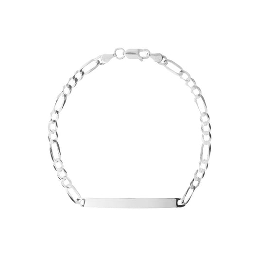 Esclava Tejido Fígaro Placa Larga 21cm - 4mm - Plata 925