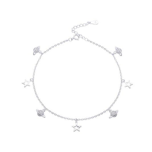 Tobillera Planetas y Estrellas 25cm - Plata 925