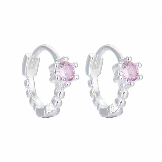 Argollas Cristal Rosado - Plata 925